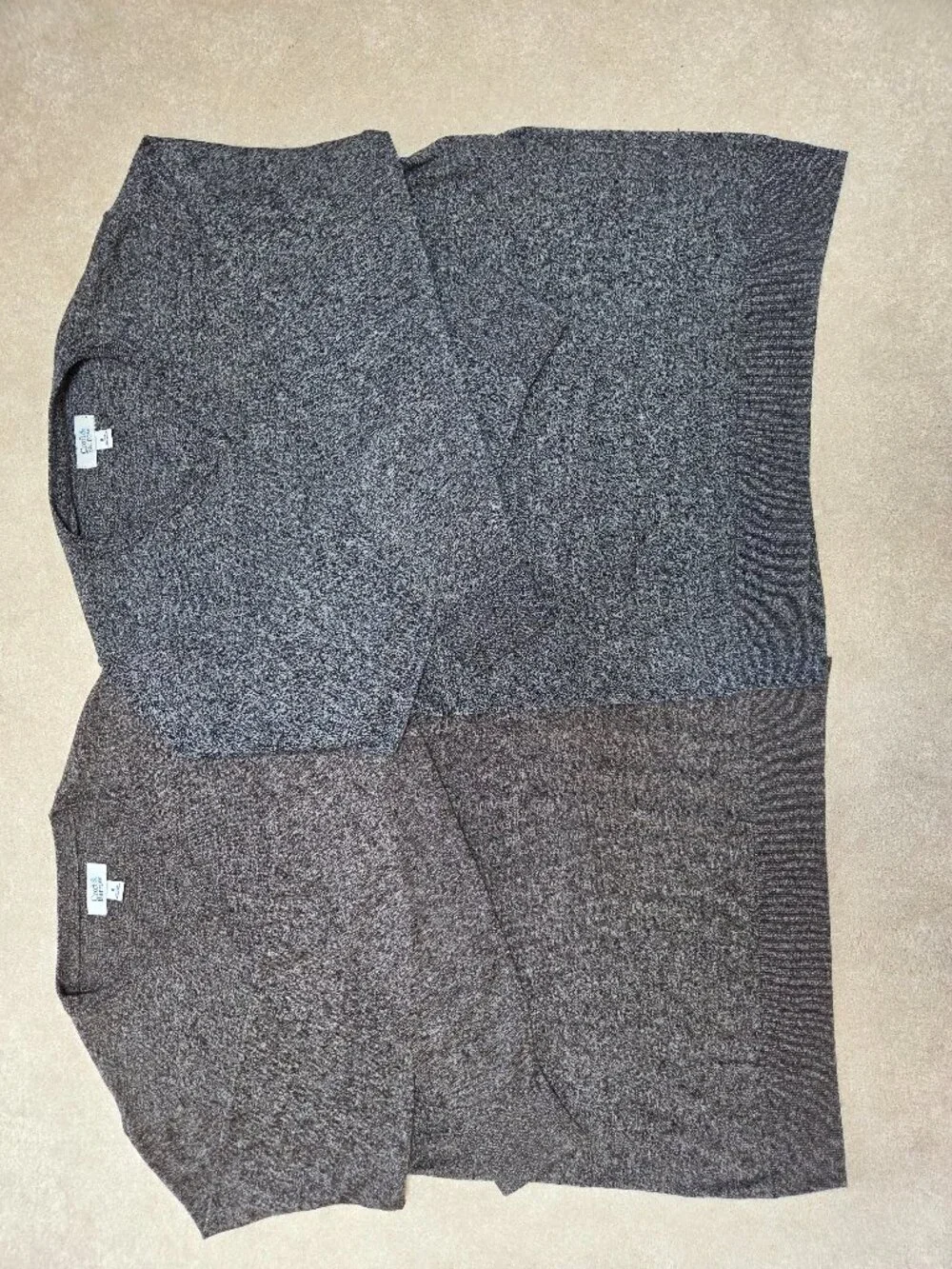 Croft & Barrow Lot- 2 Men's M V-Neck Pullover Sweaters Heather Gray Brown Preppy